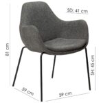 ZIMMER spisebordsstol med armlæn </br> Pebble earth bouclé fabric - Billede 7