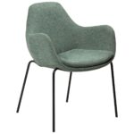 ZIMMER spisebordsstol med armlæn </br> Pebble green bouclé fabric