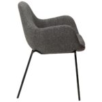 ZIMMER spisebordsstol med armlæn </br> Pebble grey bouclé fabric - Billede 3