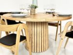 Rundt sildebensbord med udtræk til 1 stk tillægsplade - Ø140 cm - Billede 4