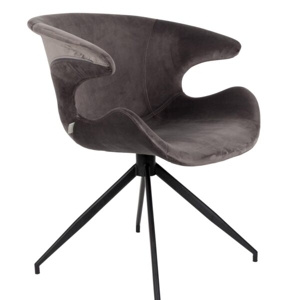 Grå velour spisebordsstol