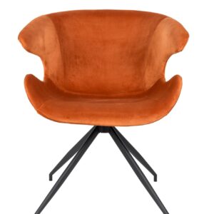 Orange velour stol - Forfra