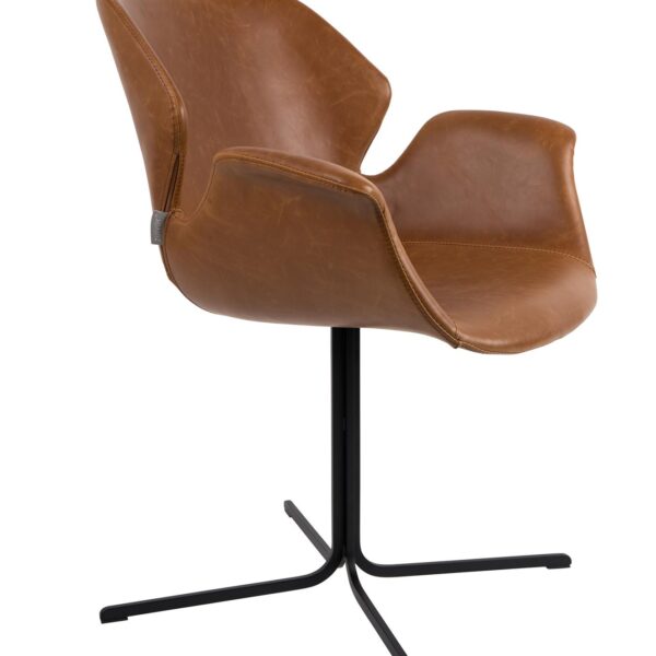 Brun læder spisebordsstol