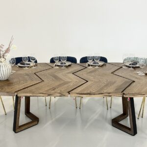 Rundt Sildebensbord med 2 tillægsplader