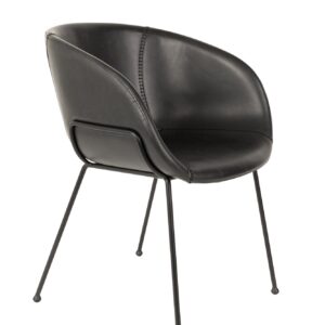 Sort skalstol med armlæn