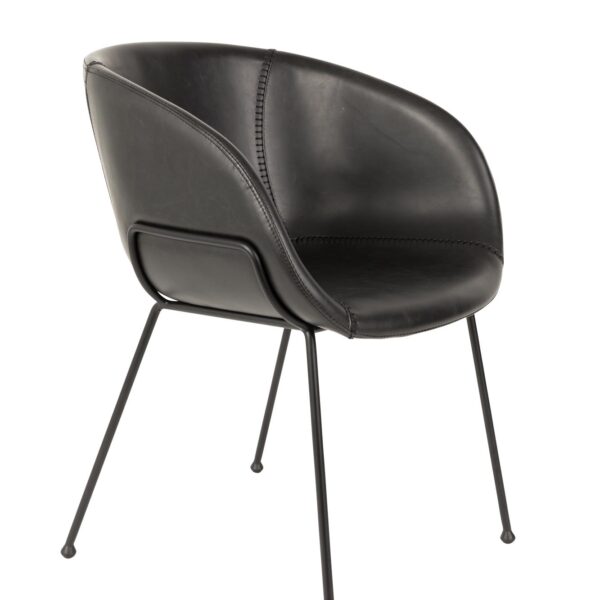 Sort skalstol med armlæn